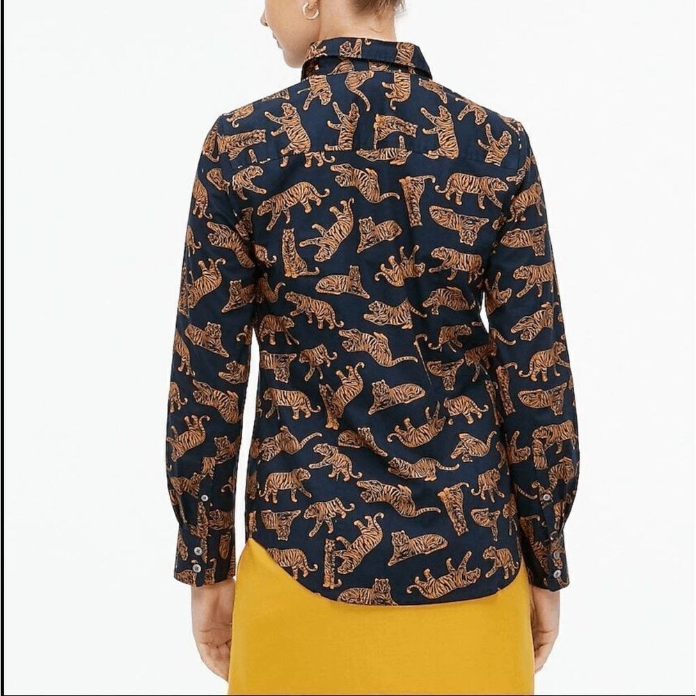 J. Crew Tiger Print Button Down Size XXS - Picture 7 of 8